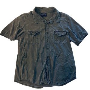 Y2K Nautica Gray Distressed Button Down Short Sleeve Shirt